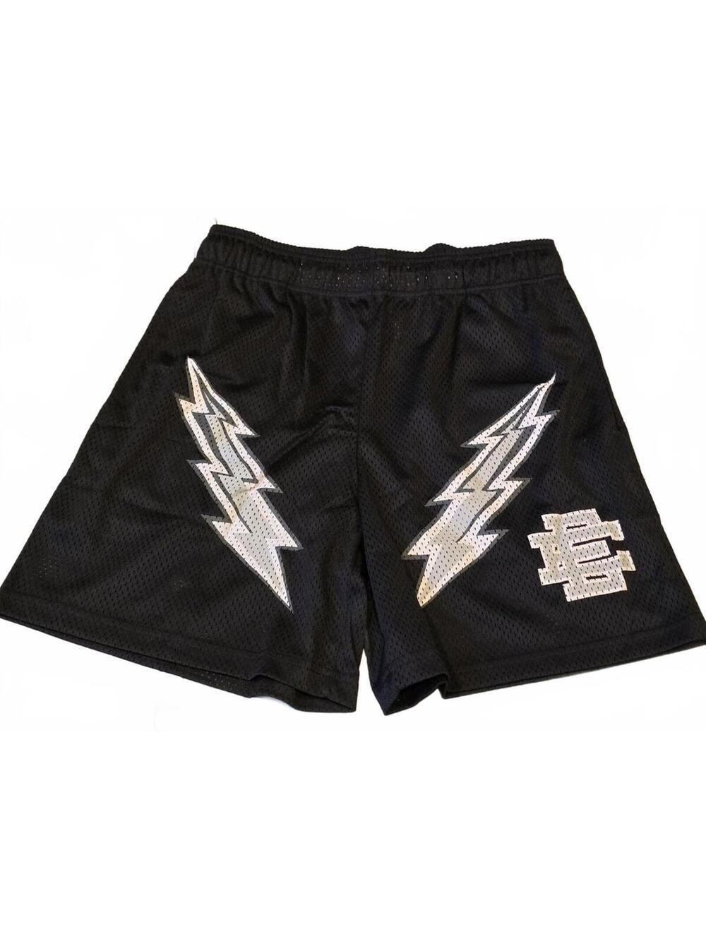 Eric Emanuel EE Lightning Bolt Mesh Shorts Black White Large